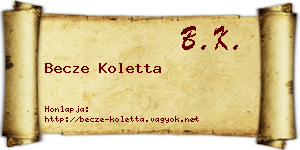 Becze Koletta névjegykártya